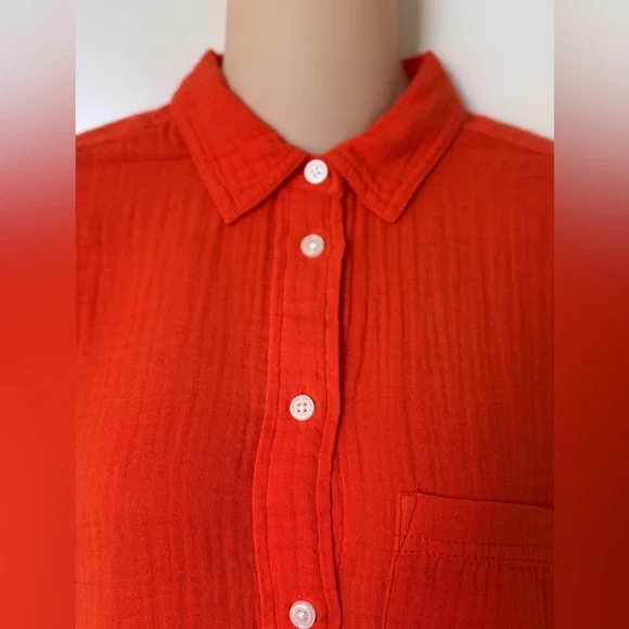 NWT J Crew Orange classic fit gauzy shirt, size 0 - Picture 4 of 8